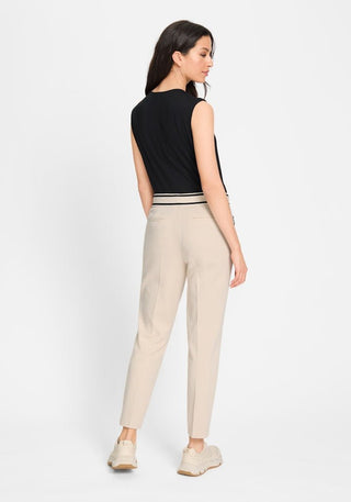 Olsen Zip Pocket Trousers Beige Lisa Straight - MMJs Fashion