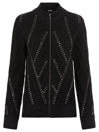 Olsen Zipped Beaded Cardigan Black Henny - MMJs Fashion