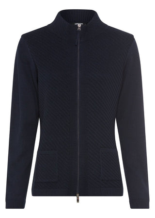 Olsen Zipped Cardigan Navy Blue Eva - MMJs Fashion