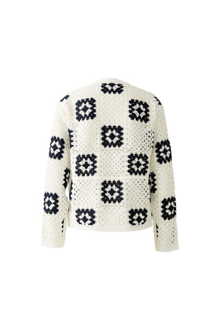 Oui Crotchet Knit Cardigan White Blue - MMJs Fashion