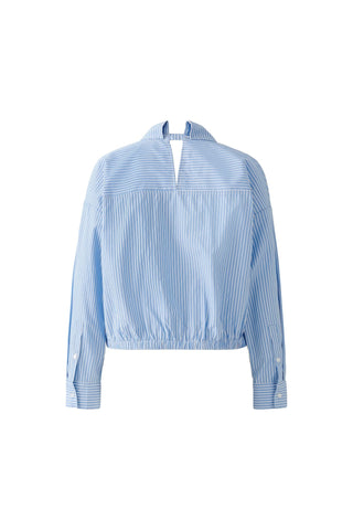 Oui Pleated Front Pinstripe Blouse Blue - MMJs Fashion