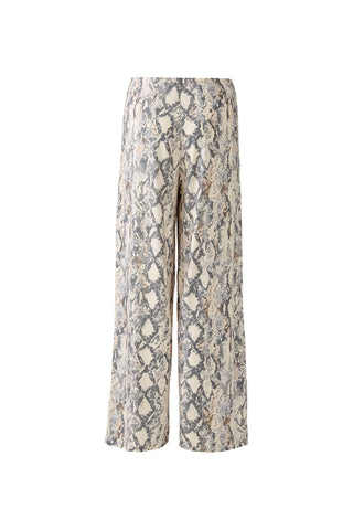 Oui Snake Print Wide Leg Trousers Grey Pink - MMJs Fashion