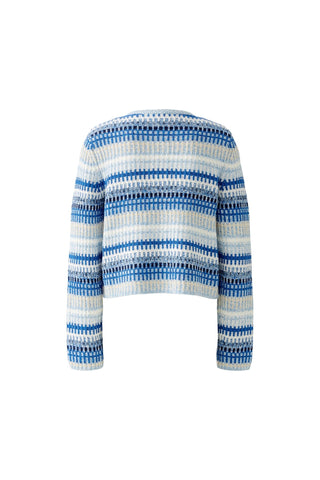 Oui Striped Cardigan Blue Ivory - MMJs Fashion