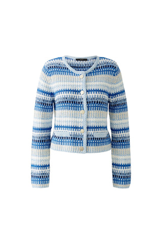 Oui Striped Cardigan Blue Ivory - MMJs Fashion