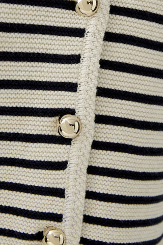 Oui Striped Cardigan Ivory Navy Blue - MMJs Fashion