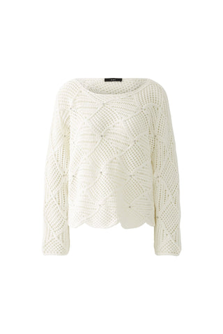 Oui Textured Knit Jumper with Rhinestones Ivory - MMJs Fashion