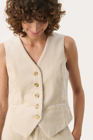 Part Two Corduroy Waistcoat Beige Linka - MMJs Fashion