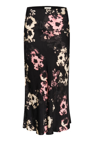 Part Two Floral Print Midi Skirt Black Pink Laurina - MMJs Fashion