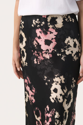 Part Two Floral Print Midi Skirt Black Pink Laurina - MMJs Fashion