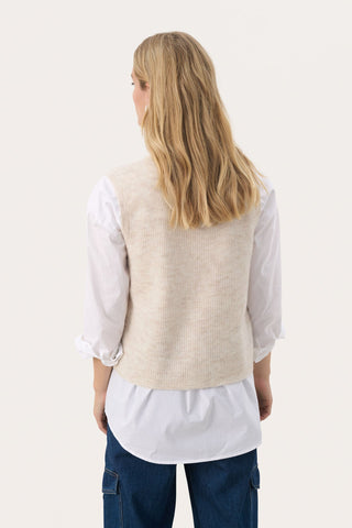 Part Two Knitted Waistcoat Beige Pimira - MMJs Fashion