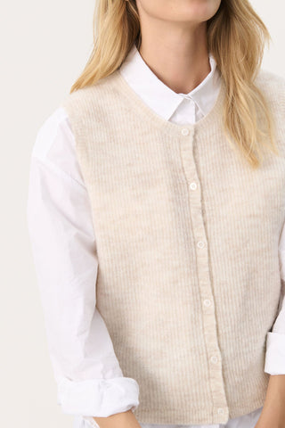 Part Two Knitted Waistcoat Beige Pimira - MMJs Fashion