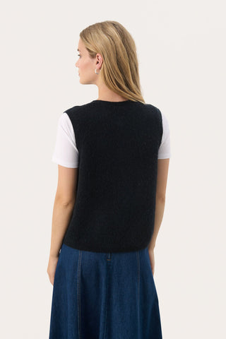 Part Two Knitted Waistcoat Navy Blue Pimira - MMJs Fashion