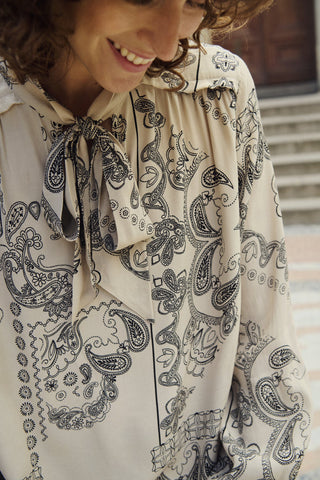 Part Two Paisley Print Blouse Beige Najia - MMJs Fashion