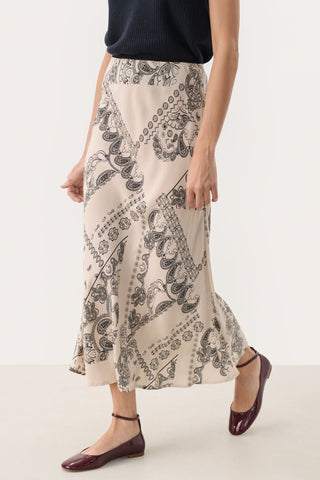 Part Two Paisley Print Skirt Beige Laurina - MMJs Fashion