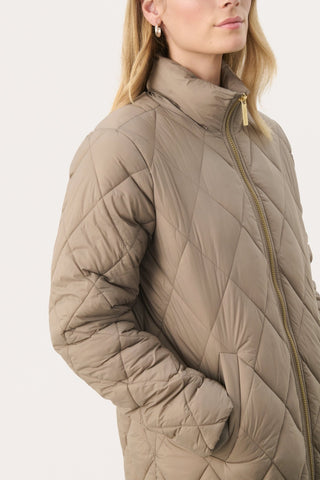 Part Two Quilted Coat Beige Olilas - MMJs Fashion