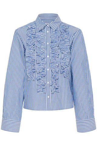 Part Two Ruffle Striped Blouse Blue Pranvera - MMJs Fashion