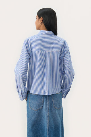 Part Two Ruffle Striped Blouse Blue Pranvera - MMJs Fashion