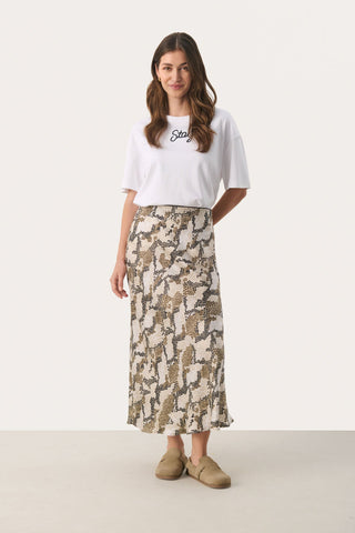 Part Two Snake Print Midi Skirt Brown Laurina - MMJs Fashion