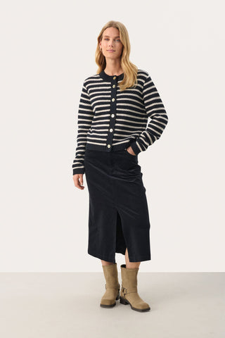 Part Two Striped Cardigan Navy Blue Leonida - MMJs Fashion