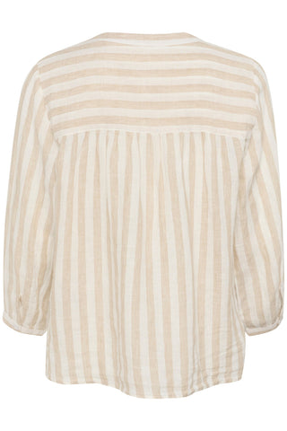 Part Two Striped Linen Blouse Beige White Persilles - MMJs Fashion