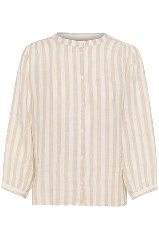 Part Two Striped Linen Blouse Beige White Persilles - MMJs Fashion