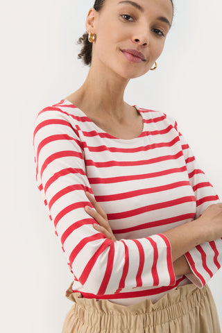 Part Two Striped Top Red White Emel - MMJs Fashion