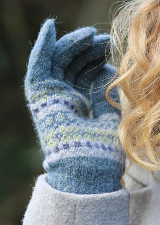 POM Fair Isle Gloves Blue and Sage Green Mix - MMJs Fashion