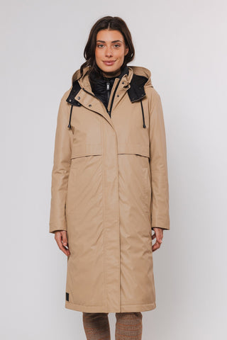 Rino & Pelle Long Hooded Raincoat Beige Danita - MMJs Fashion