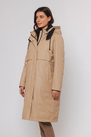 Rino & Pelle Long Hooded Raincoat Beige Danita - MMJs Fashion