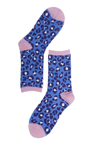 Sock Talk Leopard Print Bamboo Socks Blue Pink - MMJs Fashion