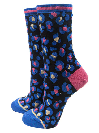 Sock Talk Leopard Print Sock Gift Box Set Pink Grey Blue - MMJs Fashion