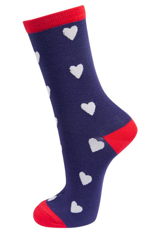 Sock Talk Love Heart Bamboo Socks Blue Red - MMJs Fashion