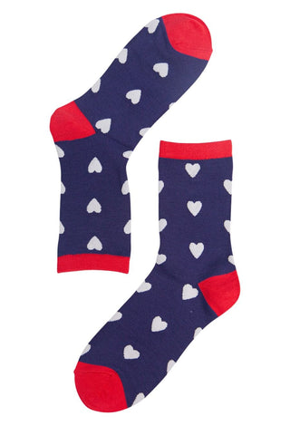 Sock Talk Love Heart Bamboo Socks Blue Red - MMJs Fashion