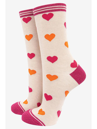 Sock Talk Love Hearts Dots and Stripes Sock Gift Box Set Pink Cream - MMJs Fashion