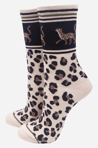 Sock Talk Star and Cheetah Sock Gift Box Set Cream Black - MMJs Fashion