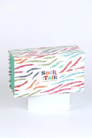 Sock Talk Zebra Print Sock Gift Box Set Pink Orange Blue - MMJs Fashion