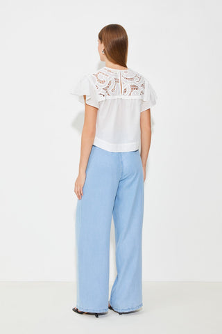 Suncoo Chambray Wide Leg Trousers Ryan - MMJs Fashion