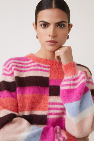 Suncoo Colour Block Jumper Pink Blue Brown Prioris - MMJs Fashion