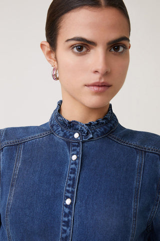 Suncoo Denim Shirt Dress Blue Chona - MMJs Fashion