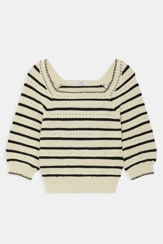 Suncoo Striped Cotton Jumper Cream Patrici - MMJs Fashion