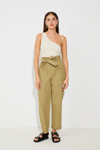 Suncoo Tie Belt Trousers Beige Joshua - MMJs Fashion