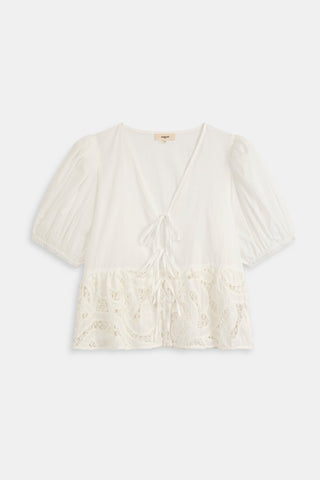 Suncoo Tie Front Blouse Ivory Lina - MMJs Fashion