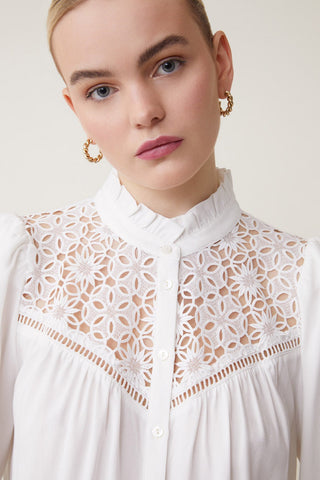 Suncoo White Lace Blouse Lady - MMJs Fashion