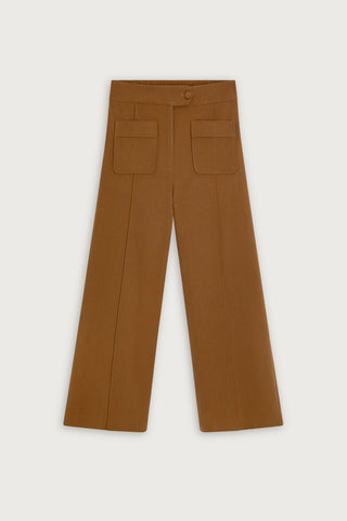 Suncoo Wide Leg Cropped Trousers Brown Jerry - MMJs Fashion