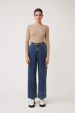 Suncoo Wide Leg Jeans Blue Roy - MMJs Fashion