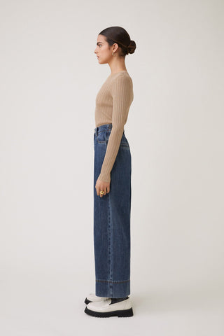 Suncoo Wide Leg Jeans Blue Roy - MMJs Fashion