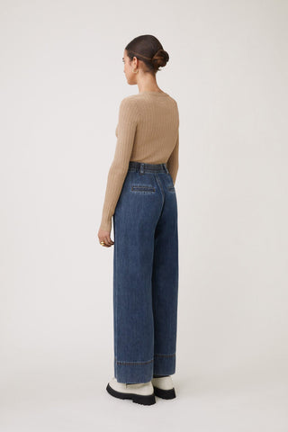 Suncoo Wide Leg Jeans Blue Roy - MMJs Fashion