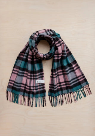 TBCo Lambswool Blanket Scarf in Green Tartan Check - MMJs Fashion