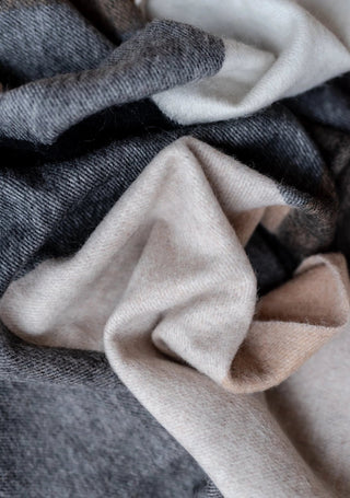 TBCo Lambswool Oversized Scarf in Black Cream Brown Check - MMJs Fashion