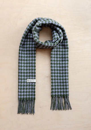 TBCo Lambswool Oversized Scarf in Olive Houndstooth - MMJs Fashion